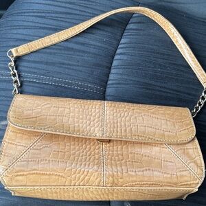 Liz Claiborne Tan Crocodile-Embossed Shoulder Bag